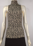 Leopard Sleeveless Turtleneck One Size
