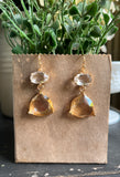 Clear and Light Taupe Crystal Earrings