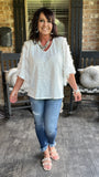 Eyelash Butterfly Sleeve Blouse in Ivory S M 1X 3X