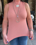 Not so Basic Sleeveless Turtleneck in Salmon-One Size