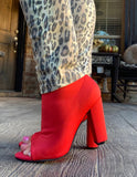 Cherry Red Peep Toe Booties