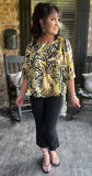 Dressy Animal Print Blouse in Lemon S-L
