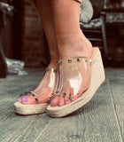 Clear and Gold Studded Wedges 6-10