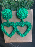 Bright Emerald Green Hammered Metal Earrings