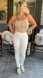 Ivory Pull On Denim Jeans S-2X