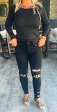 Leopard and Black Denim Jeans 5 7 9