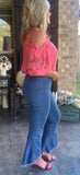 Pull Up Fringe Capri Flares S L