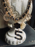Black Gold Charm Necklace Set