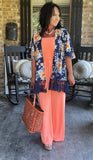 Strapless Jumpsuit in Neon Coral M & L