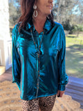 So Glitzy Blouse in Cosmic Blue M