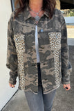Camo Leopard Distressed Denim Jacket