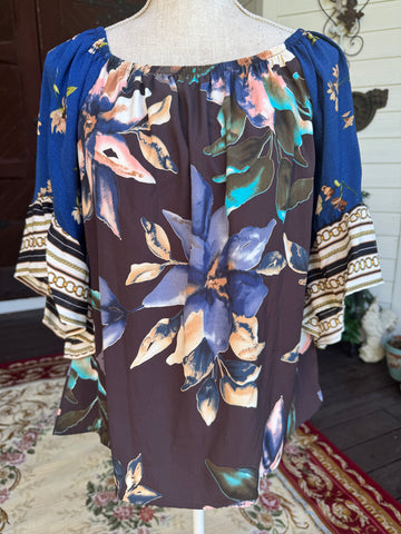 Blue Classic Floral Blouse