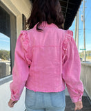 Pretty in Pink Denim Ruffle Jacket