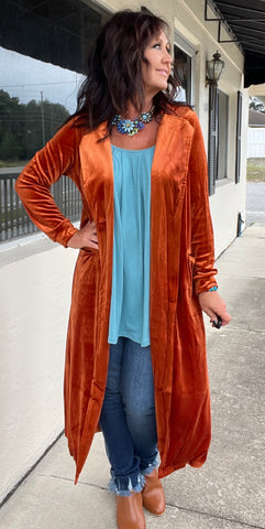 Wanda Velvet Duster in Rust