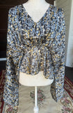 Navy Gold Cheetah Blouse