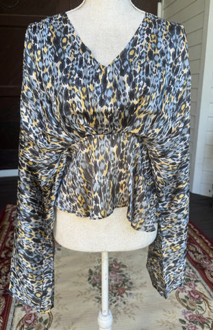 Navy Gold Cheetah Blouse