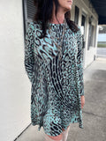 Aqua Animal Print Dress S M