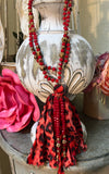 Holly Leopard Tassel Necklace in Ruby