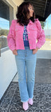 Pretty in Pink Denim Ruffle Jacket