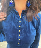 Glamour Velvet Blouse in Midnight Blue