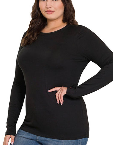 Black One Size Fit Seamless Long Sleeve Top Plus