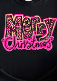 Pink Leopard Merry Christmas T