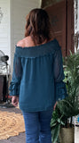 Ruffle Love Blouse in Teal