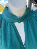 Metallic Sheer Blouse in Teal