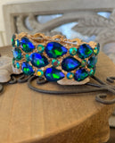 Peacock Blue Crystal Stretch Bracelet