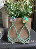 Turquoise AB Crystal Glamour Earrings