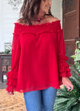 Ruffle Love Blouse in Ruby