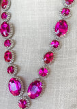 Long Vintage Fuchsia Crystal Necklace