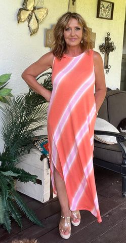Summer Watercolor Dress in Coral