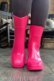 Neon Pink Jelly Boots