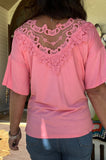 Vintage Spring Lace Top in Rose S L