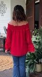 Ruffle Love Blouse in Ruby