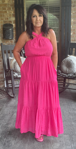 Everyday is a Vacation Dress in Hot Pink