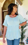Tiered Sweetness Top in Sage S-3X