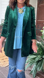 Emerald Green Velvet Blazer