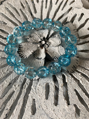 Ice Blue Glass Stretch Bracelet