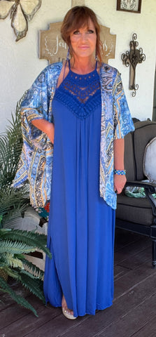 Pretty Paisley Kimono in Cobalt Blue