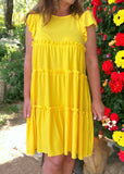 Pretty Ruffles Dress in Yellow