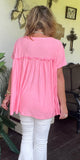 Textured Babydoll Top in Bubblegum