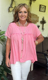 Textured Babydoll Top in Bubblegum