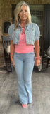 The Daphne Cropped Denim Jacket S M