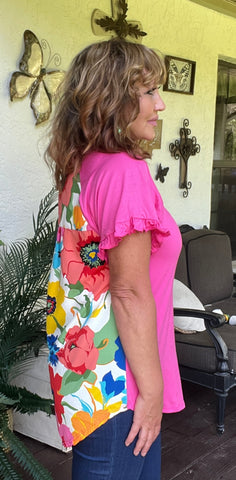 Flora Blouse in Hot Pink