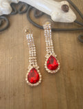 Ruby Crystal Drop Earrings