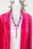 Long Vintage Fuchsia Crystal Necklace