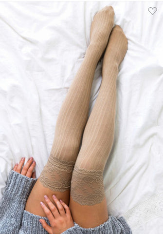 FrilLEE Lace Socks in Tan