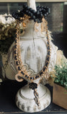 Black Gold Charm Necklace Set